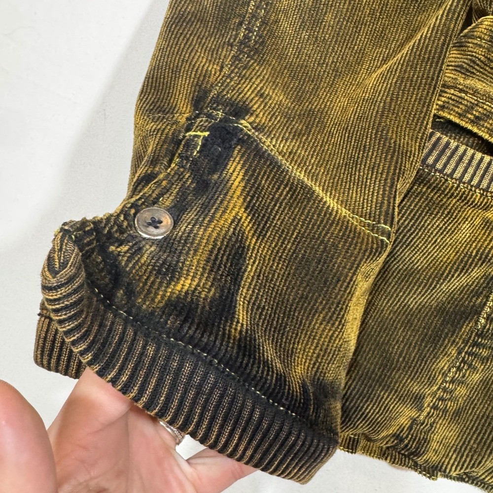 Vintage Y2K Corduroy Jacket Belted Fleece Warm Olive L Academia Steampunk Grunge - Picture 6 of 16